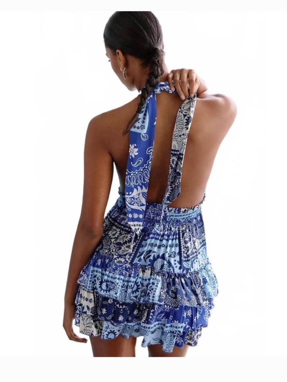 Agua Bendit Medium M Maona Halter printed mini dress bandana pattern - Picture 3 of 5